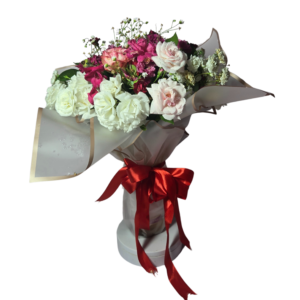 Tropical Rose Bouquet Wine Bottle.