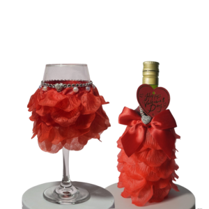 Small Peacock Wine Bottle & Glass